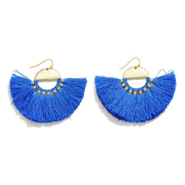 Circular String Tassel Drop Earrings

- Approximately 2.5" L