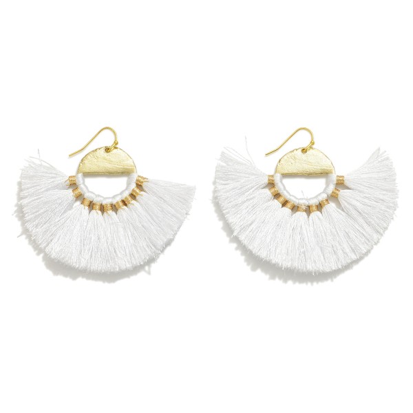 Circular String Tassel Drop Earrings

- Approximately 2.5" L