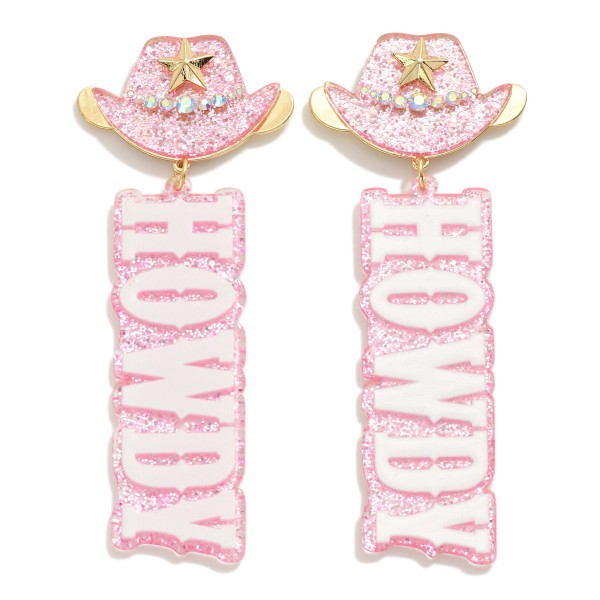 Wholesale glitter Resin Howdy Cowboy Hat Drop Earrings L