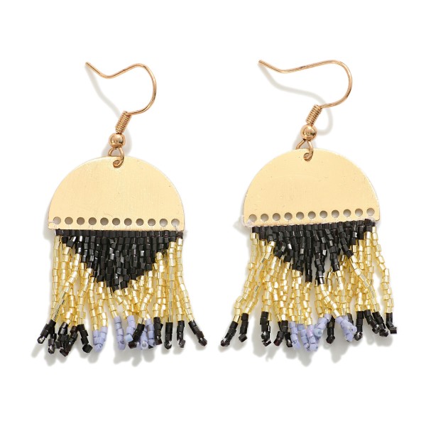 Arch Drop Earring With Seed Bead Tassel Detail

- Approximately 2.5" L