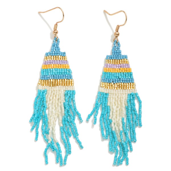 Seed Bead Tassel Drop Earring 

- Approximately 3.5" L