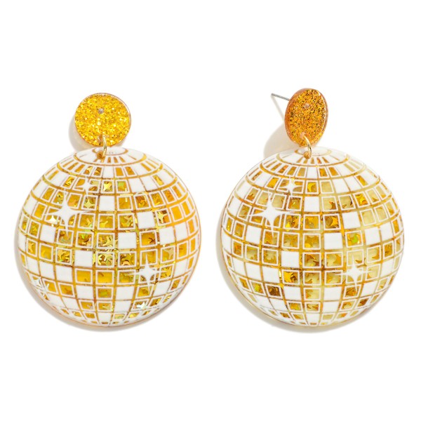 Wholesale glitter Acetate Disco Ball Post Drop Earrings L