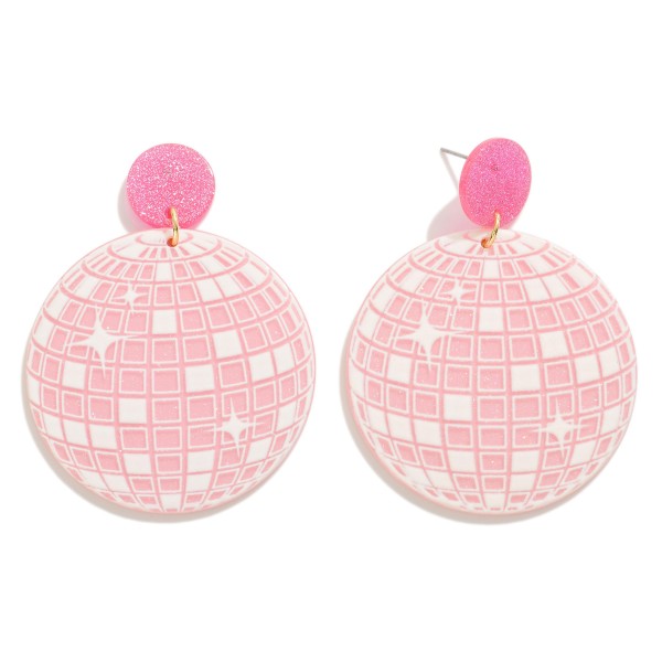 Wholesale glitter Acetate Disco Ball Post Drop Earrings L