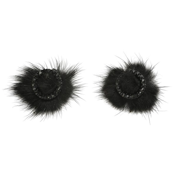 Wholesale circular Rhinestone Stud Faux Feather Pom Earring Jacket L Pom Attache