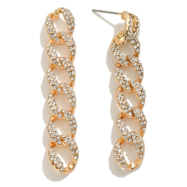 Rhinestone Studded Chain Link Drop Earrings

- Approximately 1.75" L