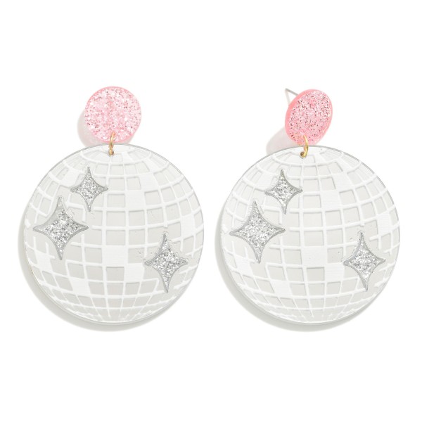 Resin Disco Drop Earrings With Glitter Accents

- Approximately 2.5" L