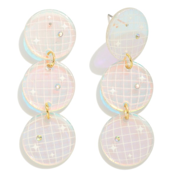 Wholesale linked Disco Ball Post Drop Earrings L