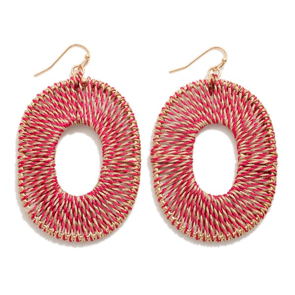 Wholesale metallic Twine Wrapped Oval Drop Earrings L