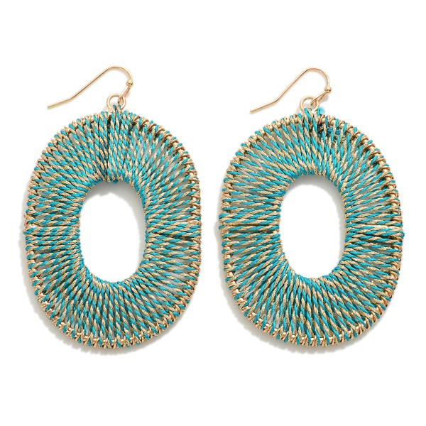 Wholesale metallic Twine Wrapped Oval Drop Earrings L