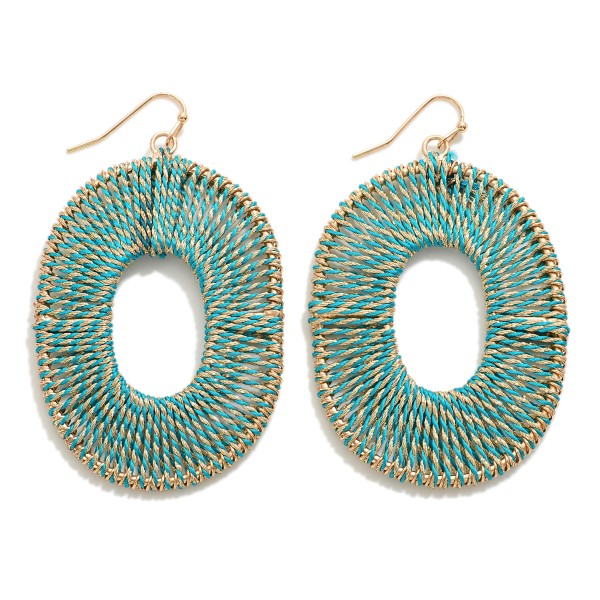 Metallic Twine Wrapped Oval Drop Earrings

- Approximately 2.5" L