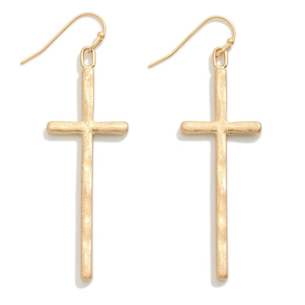 Wholesale lightly Hammered Cross Drop Earrings L