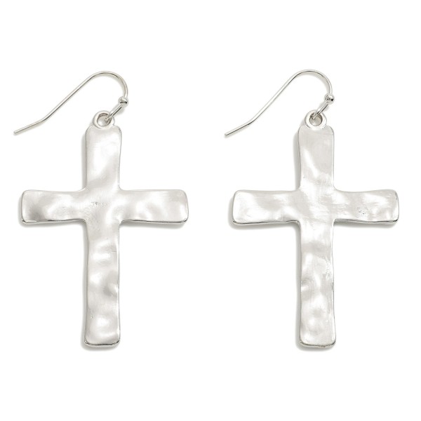 Wholesale hammered Metal Cross Drop Earrings L