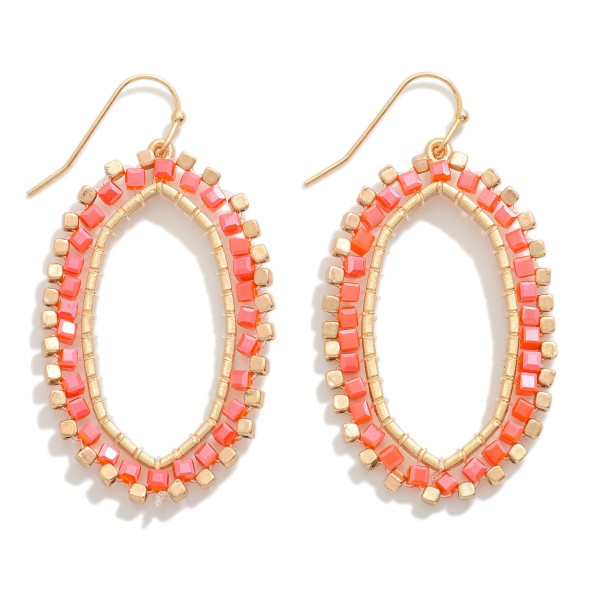 Two Tone Beaded Circular Drop Earrings

- Approximately 2.25" L