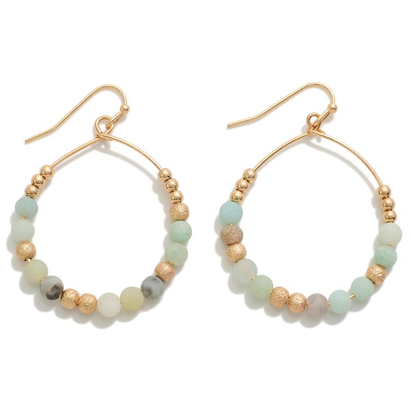 Wholesale dainty Circular Drop Earring Semi Precious Stone Beads L