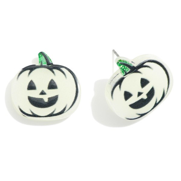 Wholesale glow Dark Acetate Jack O Lantern Stud Earrings L