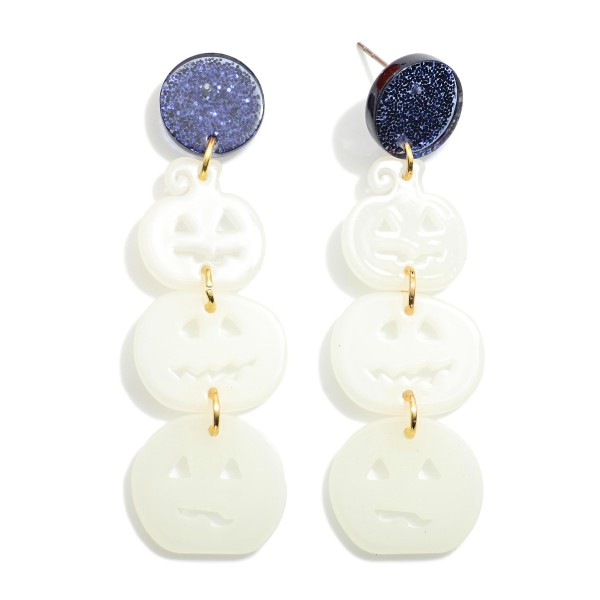 Wholesale linked Acetate Glow Dark Jack o Lantern Drop Earrings L