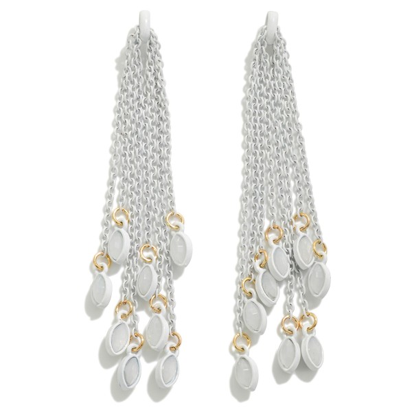 Wholesale chain Link Tassel Drop Earrings Rhinestone Charms L