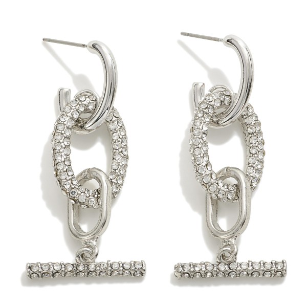 Wholesale linked Rhinestone Studded Oval Drop Earrings L