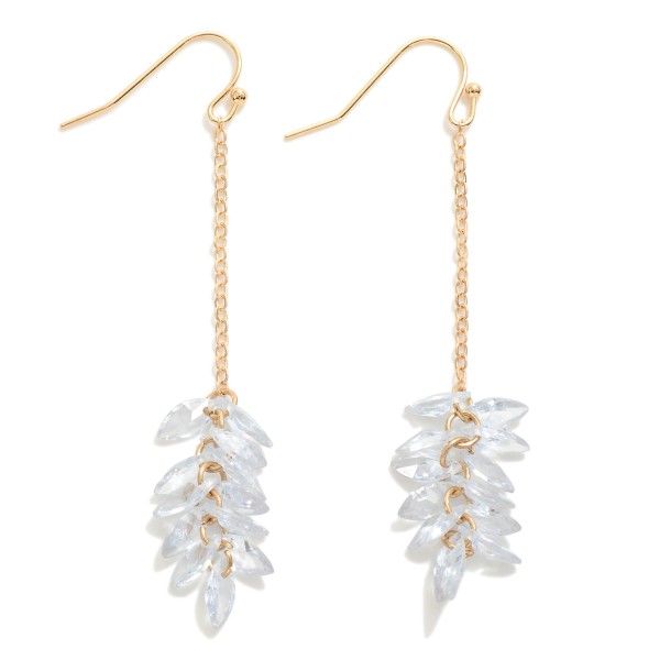 Wholesale chain Link Drop Earring Rhinestone Leaf L