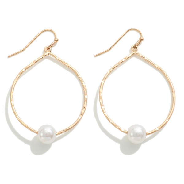 Wholesale hammered Teardrop Earring Pearl Bead Detail L