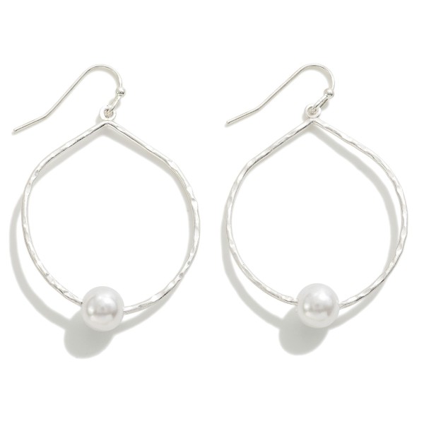 Wholesale hammered Teardrop Earring Pearl Bead Detail L