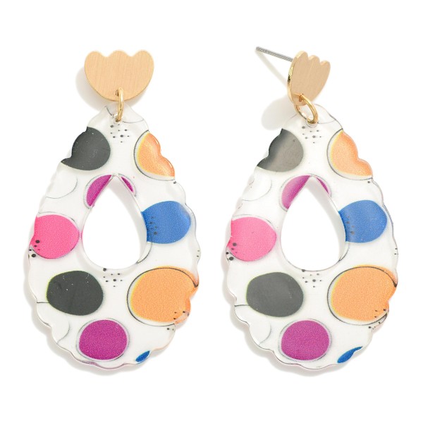 Wholesale polka Dot Printed Teardrop Resin Earrings L