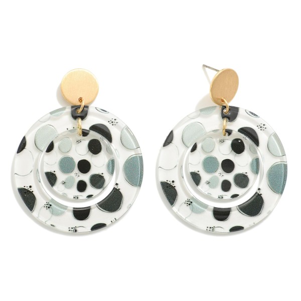 Circular Polka Dot Resin Drop Earrings 

- Approximately 2" L