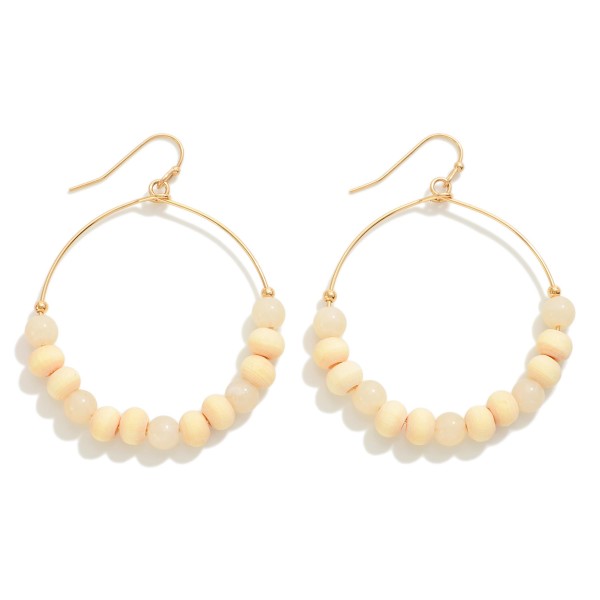 Wholesale circular Wood Natural Stone Beaded Drop Earrings L