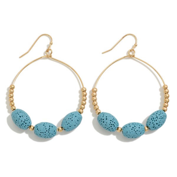 Wholesale lava Stone Inspired Beaded Hoop Drop Earrings L