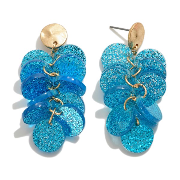 Wholesale glitter Acetate Disc Tassel Drop Earring L