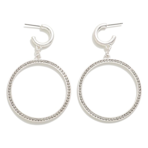 Metal Tone Hoop Drop Earrings With Ball Chain Detail

- Approximately 2.25" L