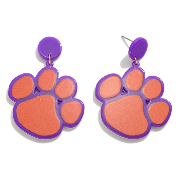 Purple and Orange Paw Print Drop Earring

- Approximately 1.75" L