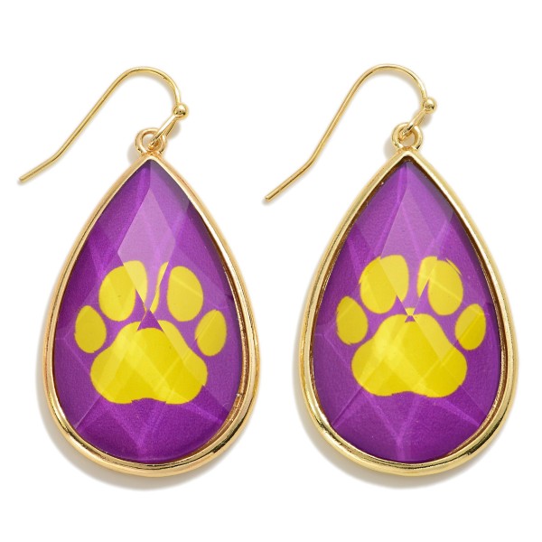 Wholesale crystal Game Day Pawprint Teardrop Earrings L