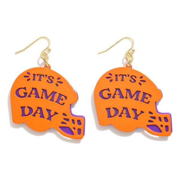 Wholesale layered Metal It s Game Day Football Helmet Drop Earring L