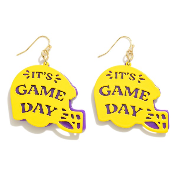 Wholesale layered Metal It s Game Day Football Helmet Drop Earring L