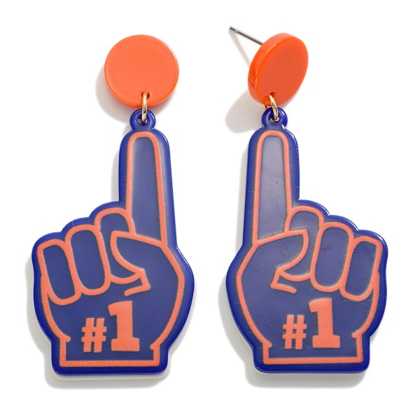 Wholesale gameDay Foam Finger Acetate Drop Earrings L