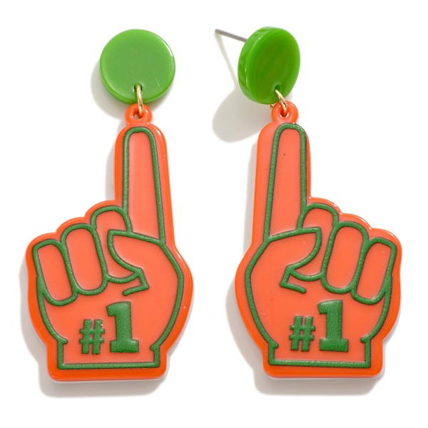 Wholesale gameDay Foam Finger Acetate Drop Earrings L