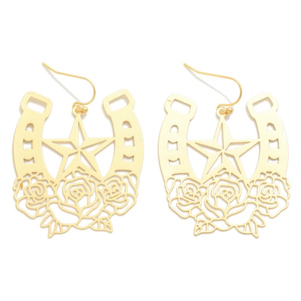 Wholesale horseshoe Star Metal Stamped Drop Earrings L