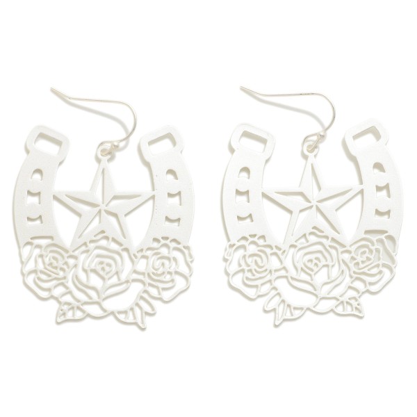 Horseshoe & Star Metal Stamped Drop Earrings

- Approximately 1.5" L