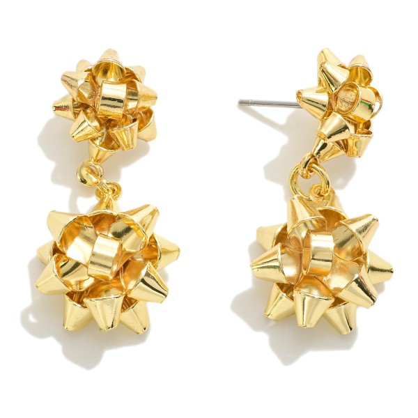 Wholesale metal Gift Bow Waterfall Drop Earrings L