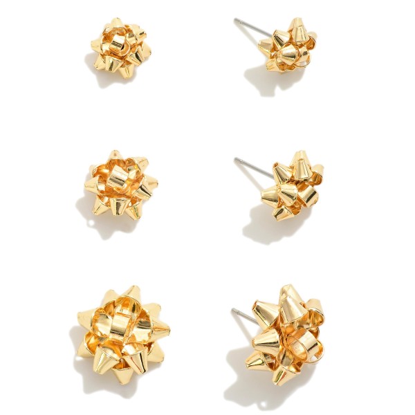 Wholesale set Three Gift Bow Stud Earrings L