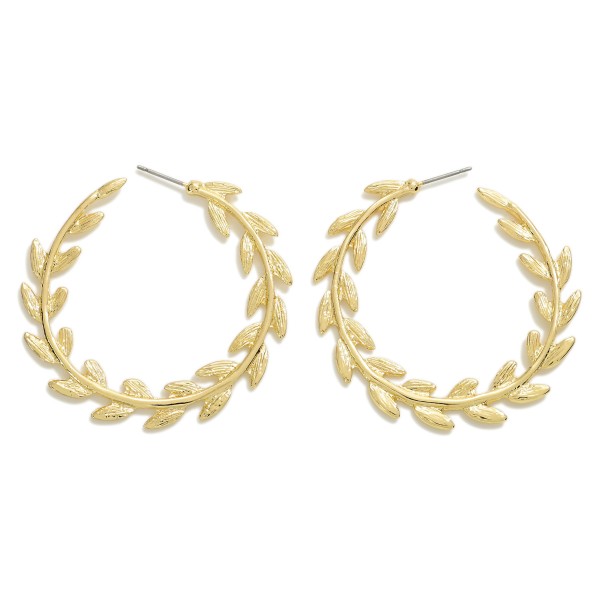 Wholesale leaf Drop Hoop Earring L Gold Silver Dipped
