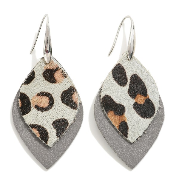 Leather Teardrop Earring With Animal Print Accent

- Approximately 2.5" L