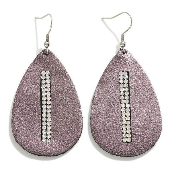 Leather Teardrop Earring With Rhinestone Details

- Approximately 2.5" L