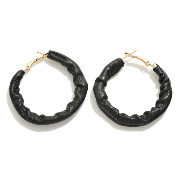 Leather Wrapped Drop Hoop Earring

- Approximately 1.75" L