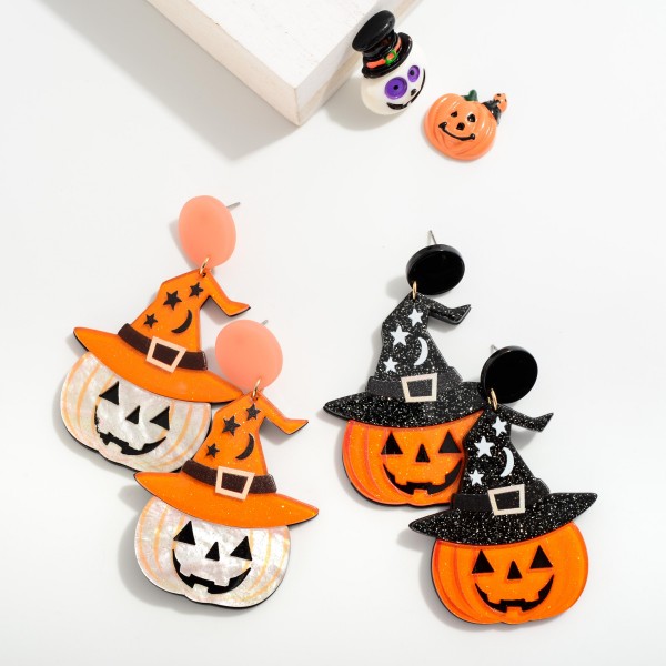 Glitter Halloween Pumpkin Drop Earring

- Approximately 2.5" L