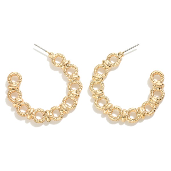 Linked Textured Circle Drop Hoop Earrings

- Approximately 1.5" L