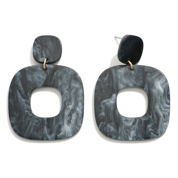 Square Marbled Resin Drop Earring

- Approximately 2" L