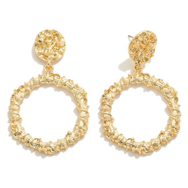 Wholesale textured Metal Hoop Drop Earrings L