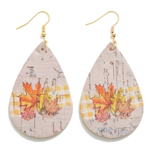 Double Sided Cork Fall Leaves Drop Earrings

- Approximately 3" L